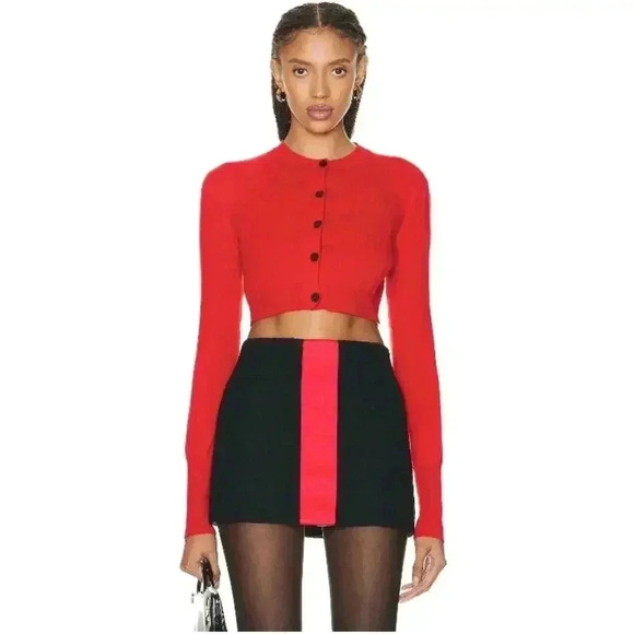 Ferragamo CROPPED RED CASHMERE CARDIGAN - Picture 1 of 7